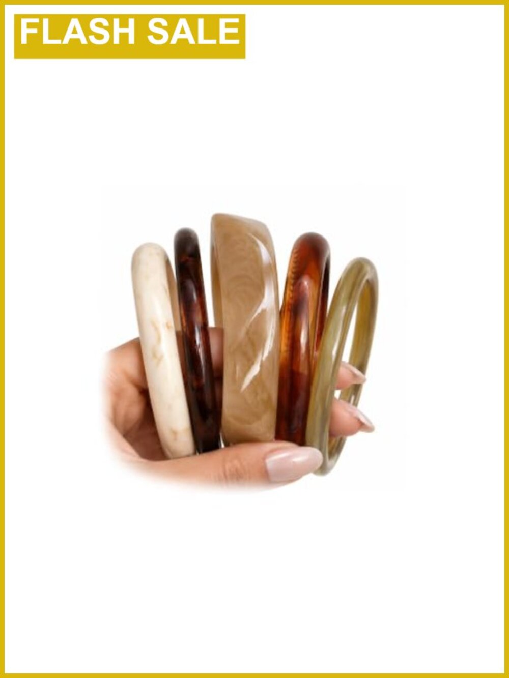 Chunky Acrylic Bangle Bracelet Set of 5 Mixed Width Stackable Bangles